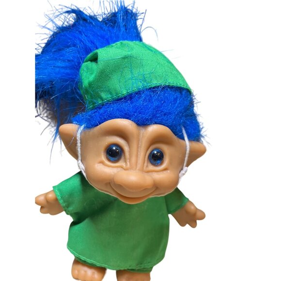 Ace Novelty Troll Retro Blue Hair Doctor Surgeon Mask Green Scrubs Doll - Picture 2 of 11
